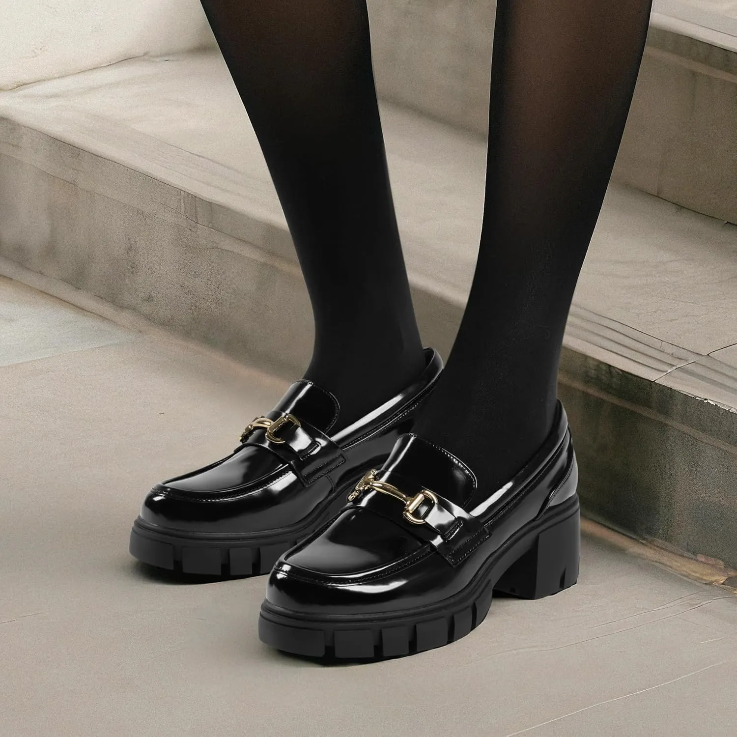 DREAM PAIRS Loafers for Women Platform Chunky Loafers Slip On Casual Shoes