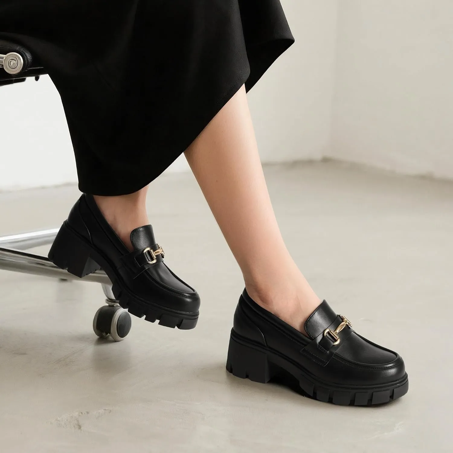 DREAM PAIRS Loafers for Women Platform Chunky Loafers Slip On Casual Shoes