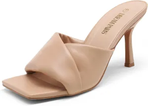 DREAM PAIRS Womens High Stilettos Heels Mules Open Square Toe Slip On Comfort Sexy Dress Pumps Sandals Evening Party Prom Dance Shoes