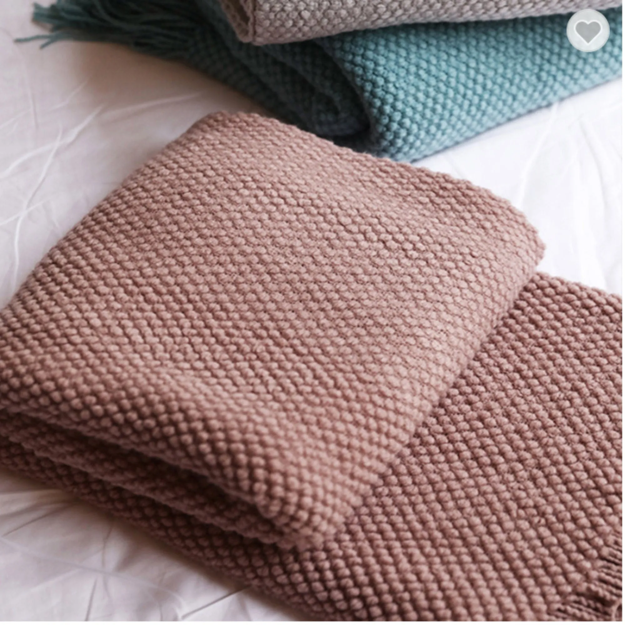 Dusty rose knitted throw blanket for couch