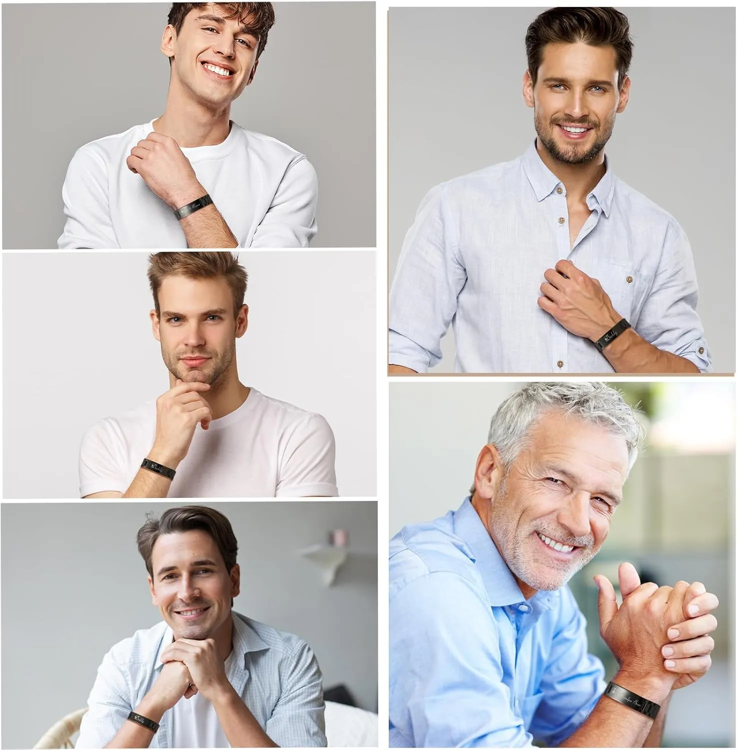 Easter Basket Stuffers Gifts for Parents 2 Pcs Bracelets for Men Women Stainless Steel Link Bracelets Watch Band Jewelry Gifts for Dad Mom Grandparents Couples Set