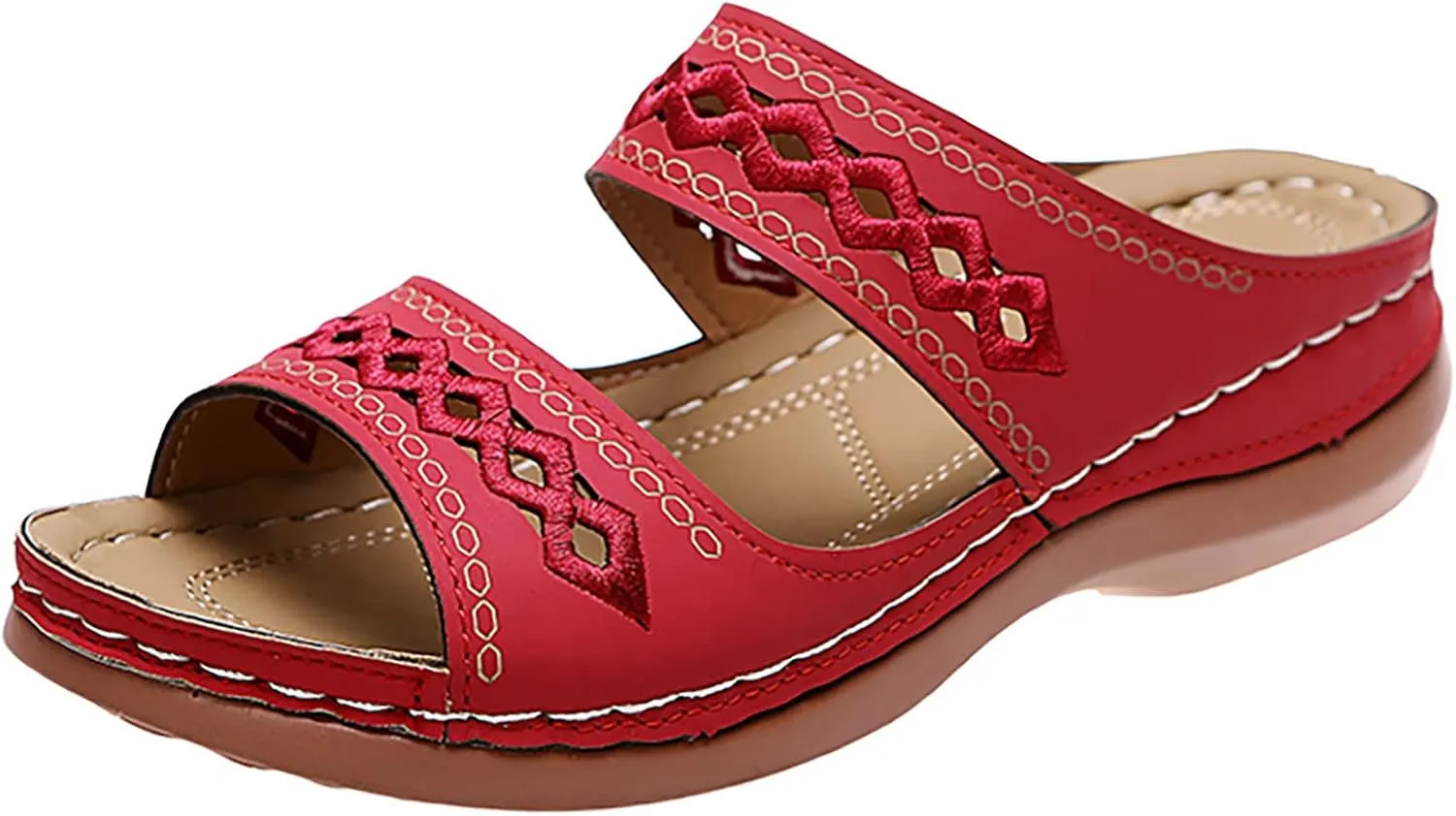 Eduavar Orthopedic Sandals for Women, Sandals Women Comfortable Slip On Sandals Open Toe Slip On Walking Sandals Shoes