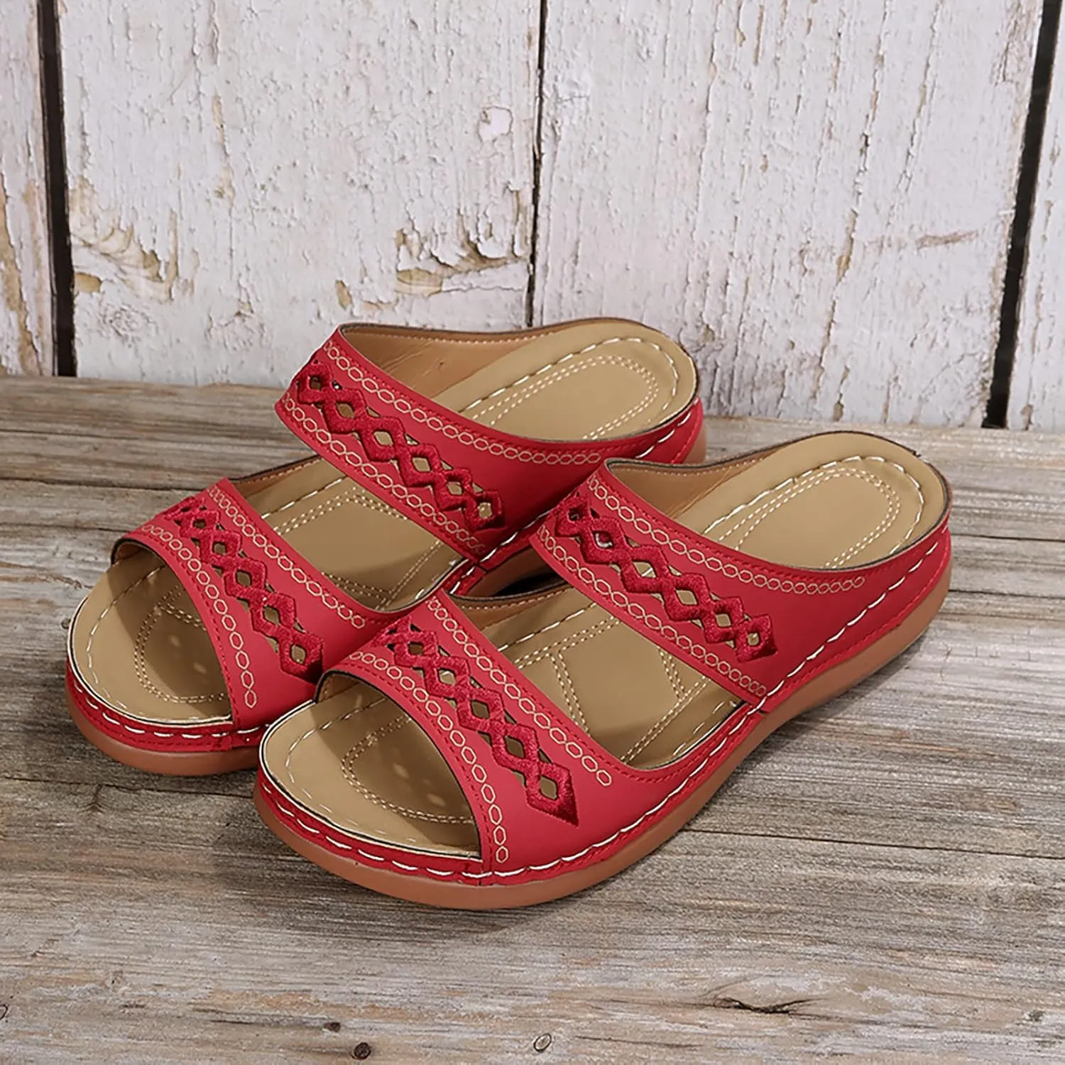 Eduavar Orthopedic Sandals for Women, Sandals Women Comfortable Slip On Sandals Open Toe Slip On Walking Sandals Shoes