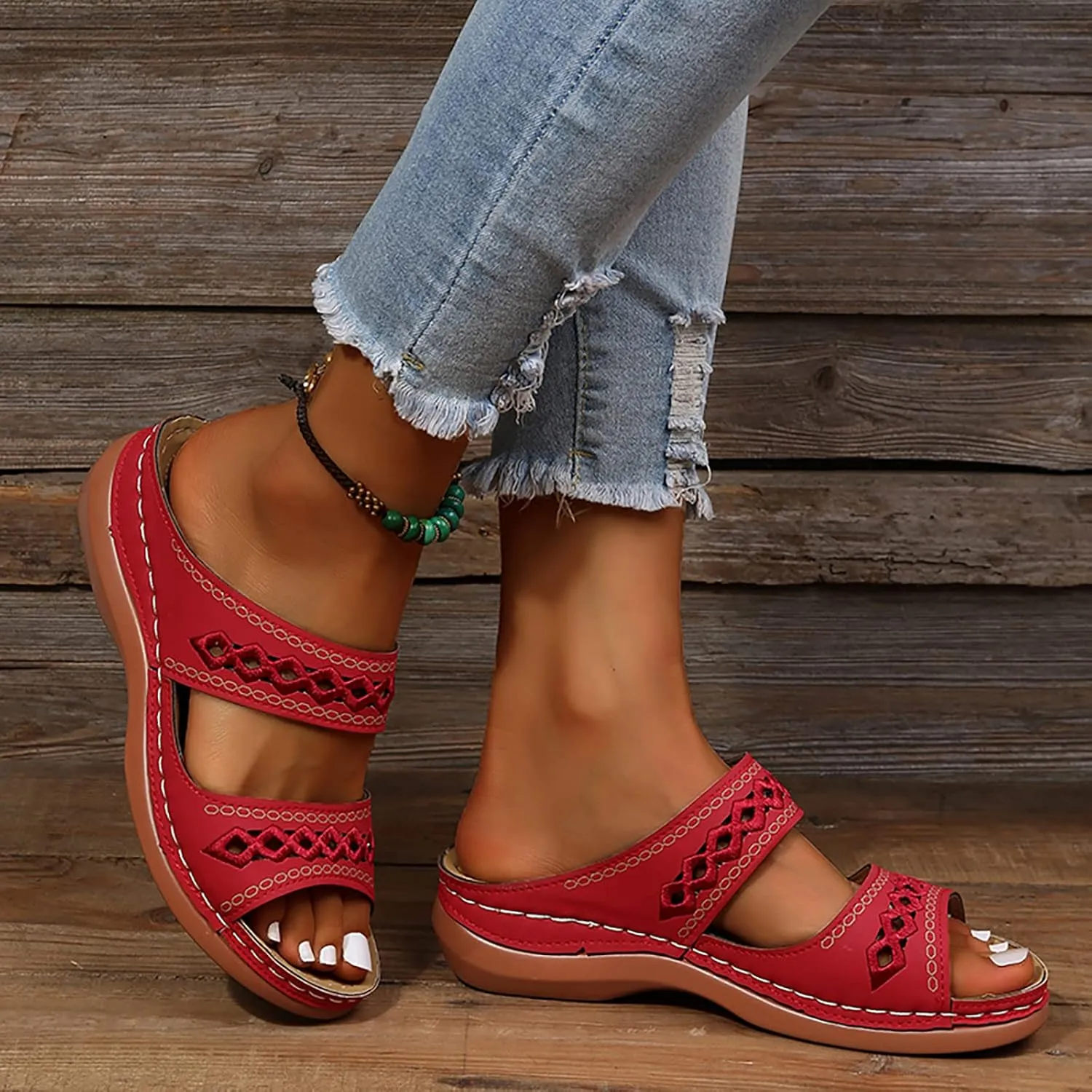 Eduavar Orthopedic Sandals for Women, Sandals Women Comfortable Slip On Sandals Open Toe Slip On Walking Sandals Shoes