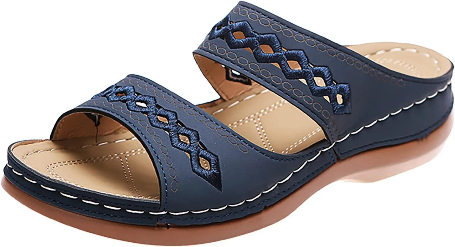 Eduavar Sandals for Women Dressy Summer, Womens Sandals Comfortable Slip On Sandals Open Toe Slip On Walking Sandals Shoes