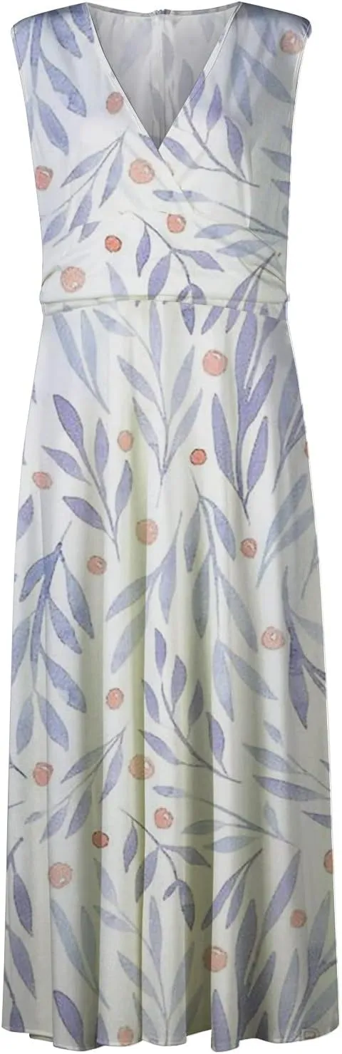 Elegant Floral Maxi Dress for Women, Sleeveless V-Neck Summer Dress, Lightweight and Comfortable