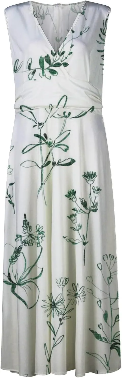 Elegant Floral Maxi Dress for Women, Sleeveless V-Neck Summer Dress, Lightweight and Comfortable