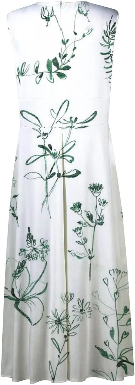 Elegant Floral Maxi Dress for Women, Sleeveless V-Neck Summer Dress, Lightweight and Comfortable