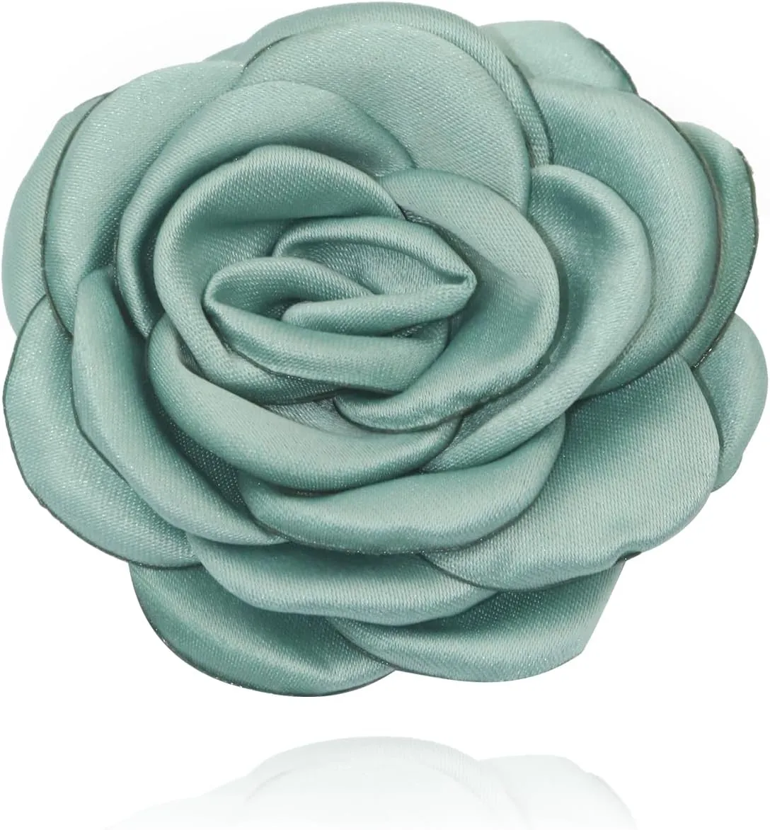Elegant Satin Fabric Rose Flower Brooches Pins for Women Dainty Silk Camellia Flower Brooches Lapel Pins Colorful Flower Brooches Pin for Women Wedding Party Prom Dress Jewerly 2024