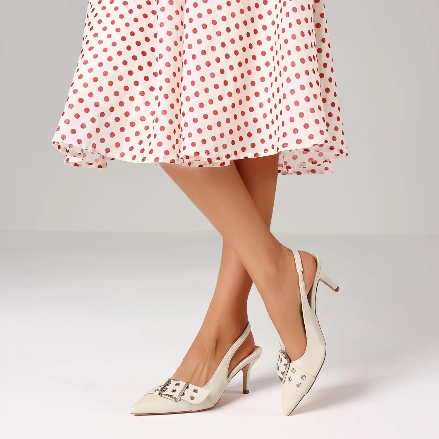 Eteridrey Kitten Heels for Women Pointed Close Toe Elastic Slingback Heel Comfortable Sexy Pumps Party Office Dress Shoes