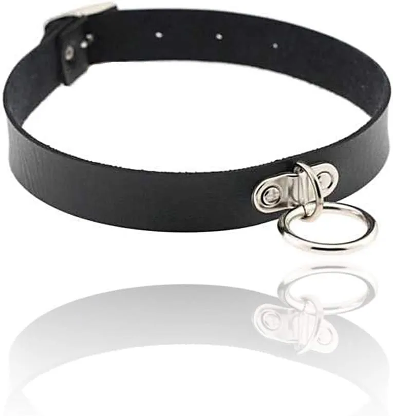 ETHOON Adjustable Leather Choker Collar Soft PU Circle Punk Choker Belt Necklace for Women