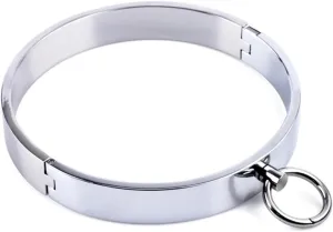 Express Your Edgy Style with our Women's Fashion Choker: Polish Shinning Stainless Steel Magnet Necklace, Punk-inspired Collar with O Ring, Silver