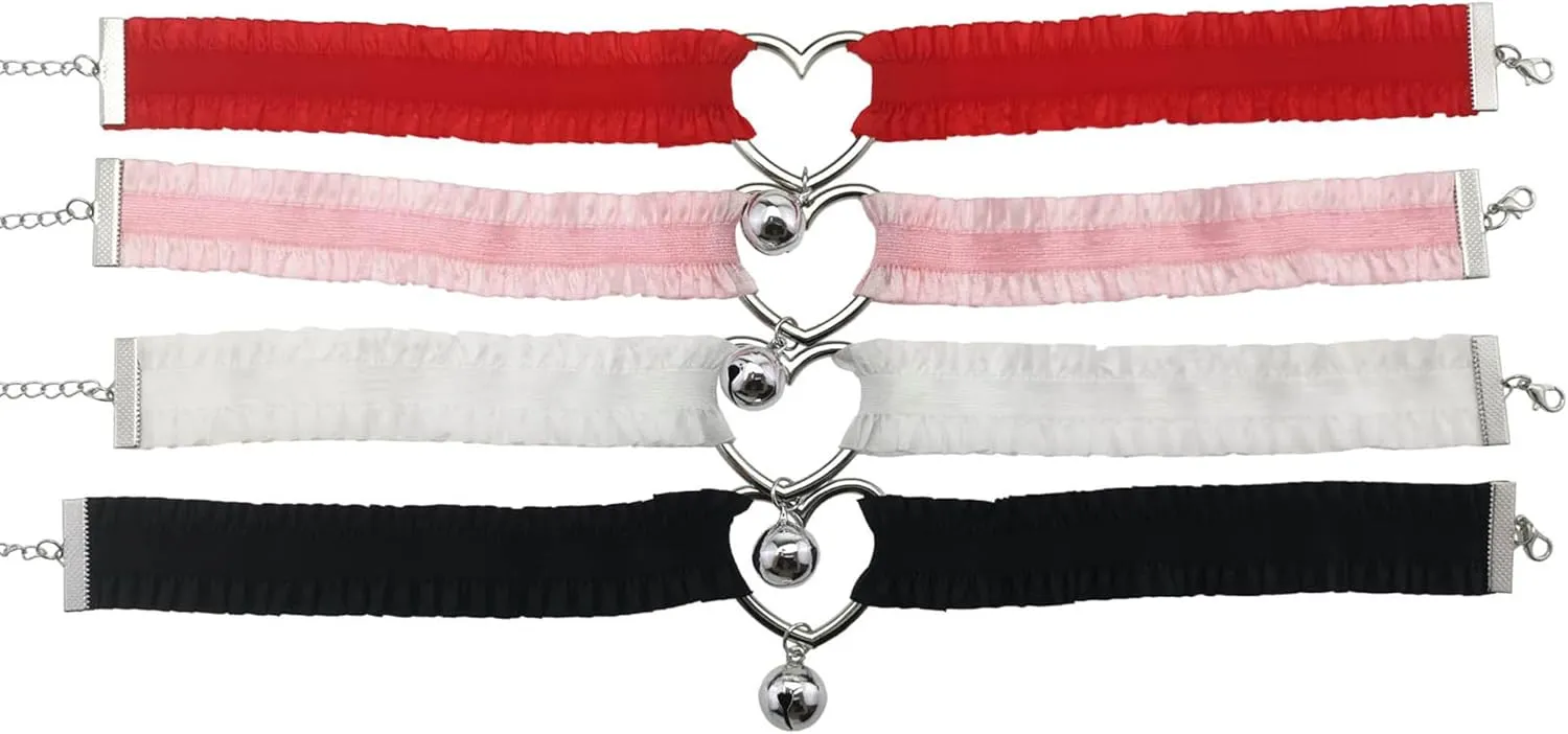 eYLun Women Heart Choker Necklace Adjustable Punk Lace Victorian Choker Collar Necklace