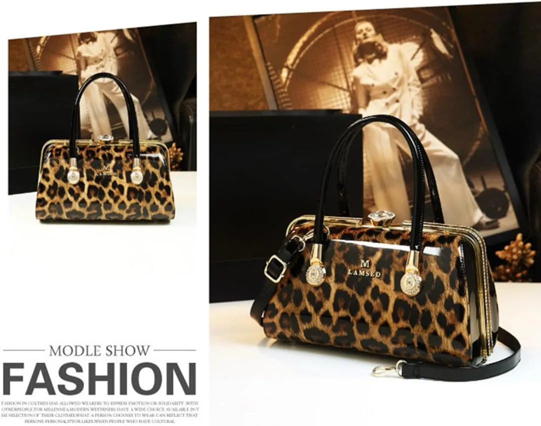 Fashion Leather Women's Top Handle Satchel Crossbody Handbags Diamonds Evening Bag Purses Hard Shoulder Bags