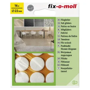 Fix-O-Moll Felt Gliders Self Adhesive White Dia 22 mm
