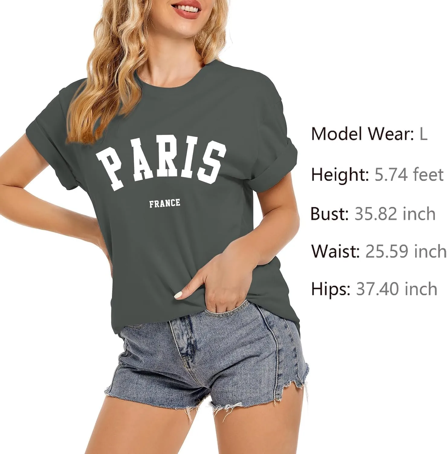 Fkatuzi Paris Shirts France Tshirts for Women Graphic Tee Vintage Letter Print T Shirts Paris Themed Gifts Cotton Tops