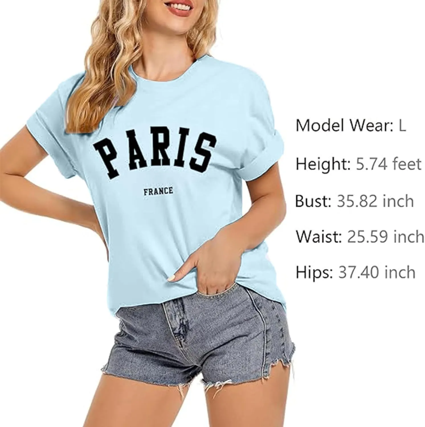 Fkatuzi Paris Shirts France Tshirts for Women Graphic Tee Vintage Letter Print T Shirts Paris Themed Gifts Cotton Tops