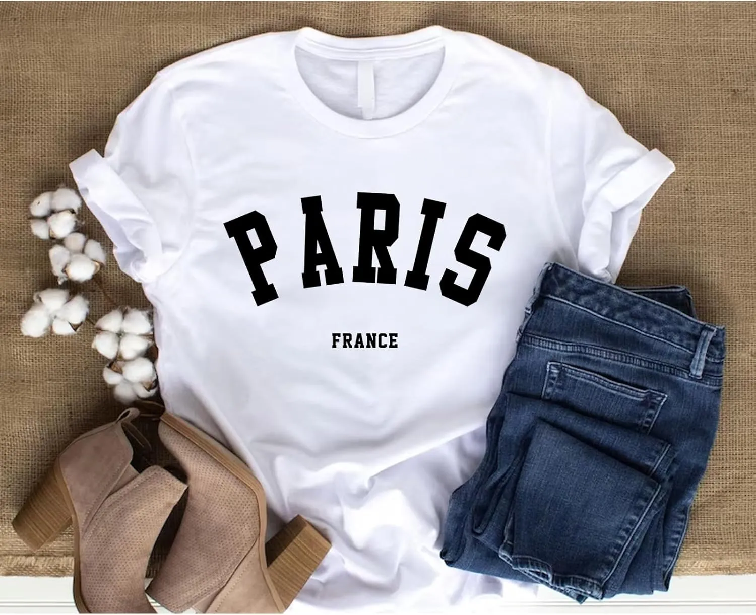 Fkatuzi Paris Shirts France Tshirts for Women Graphic Tee Vintage Letter Print T Shirts Paris Themed Gifts Cotton Tops