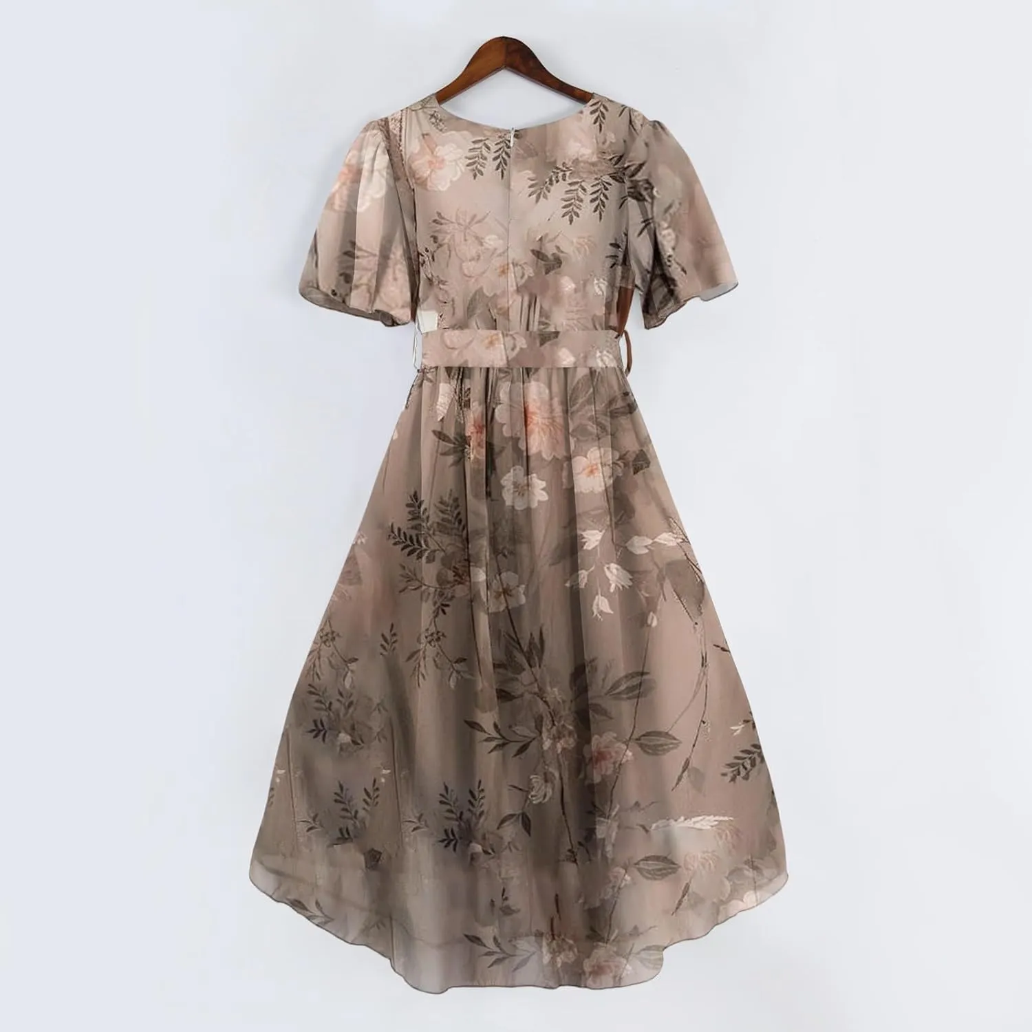 Floral Chiffon Midi Cocktail Dresses for Women 2025 Elegant Classy Summer Beach Flowy Sexy Deep V Neck Wrap Dress