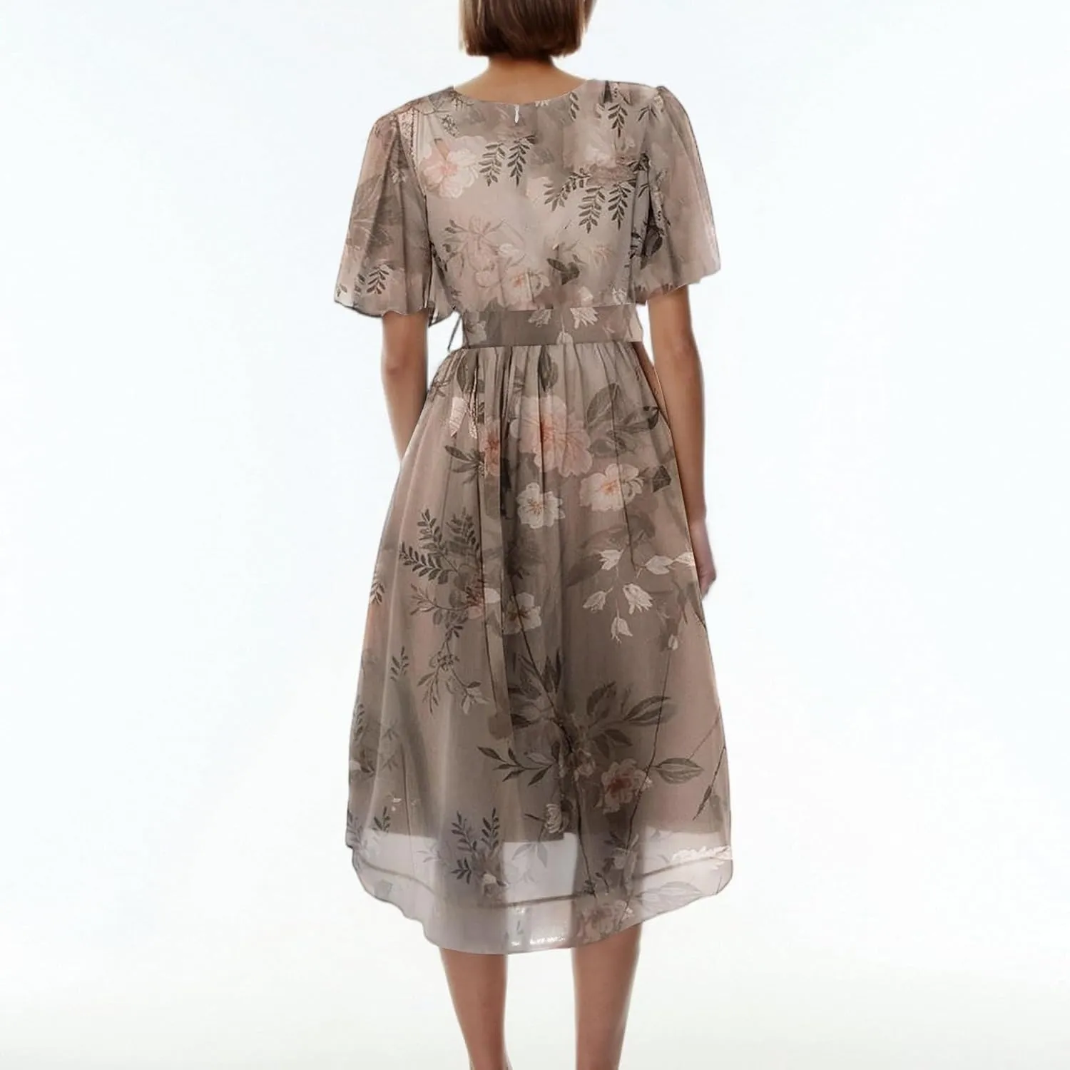 Floral Chiffon Midi Cocktail Dresses for Women 2025 Elegant Classy Summer Beach Flowy Sexy Deep V Neck Wrap Dress
