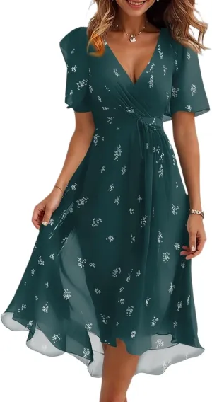 Floral Maxi Dresses for Women 2025 Summer Long Chiffon Elegant Flowy Dresses Spring Casual Wedding Guest Dress