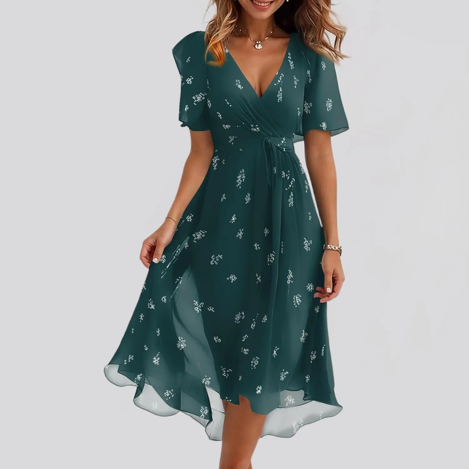 Floral Maxi Dresses for Women 2025 Summer Long Chiffon Elegant Flowy Dresses Spring Casual Wedding Guest Dress