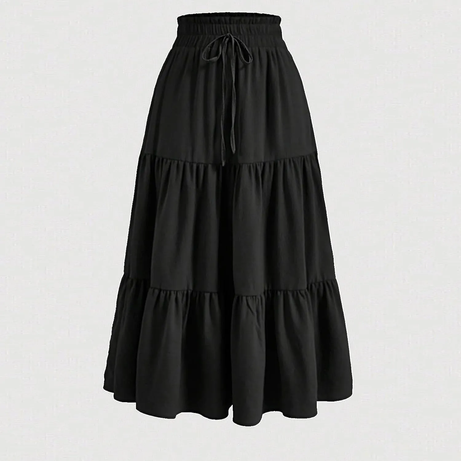 Floral Maxi Skirts for Women Trendy Summer Boho Tiered Long Flowy Skirt Drawstring High Waisted Swing A-Line Skirt