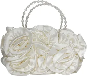 Floral Women's Evening Handbags Satin Clutch Purses for Wedding and Party Prom Handbags, Burgundy