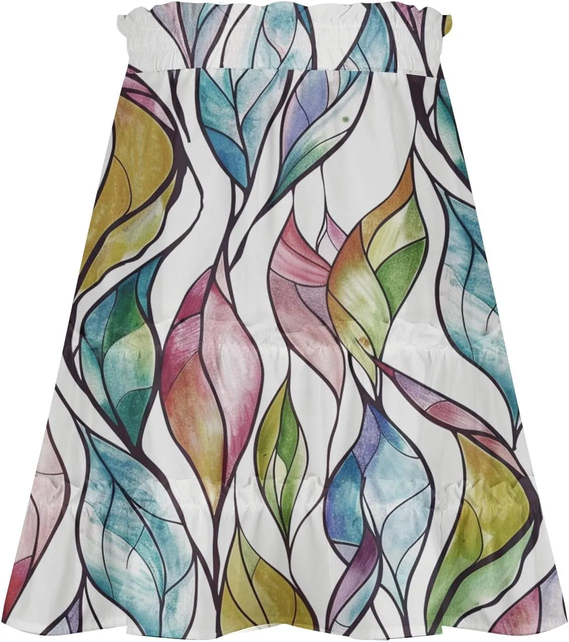 Flowy Floral Mini Skirts for Women High Waisted Boho Skirt Elastic Drawstring Tiered Skirts Ruffle Beach Skirt