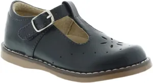 FOOTMATES Sherry Mary Jane Hook and Loop Leather T-Strap Shoes with Wide Toe Box and Custom-Fit Insoles, Non-Marking Outsoles - for Toddlers and Kids, Ages 1-8