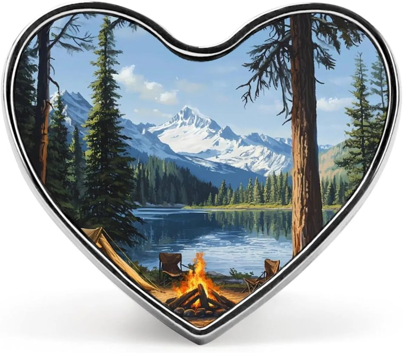 Forests Bonfire Heart Lapel Pin Enamel Brooches Clothing Decor for Wedding Party Costume Accessory