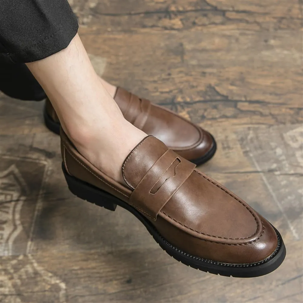 Formal Oxford for Mens Top-Grain Leather Comfort Orthopedic Slip-on Non Slip Shoes for Party Prom