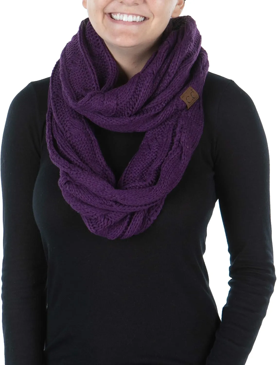 Funky Junque Infinity Scarf Women Winter Cable Knit Circle Wrap - Mother's Day Gift