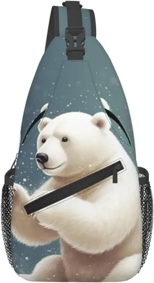 Funny Polar Bear Playing Snowball Cross Chest Bag Diagonally Sling Backpack Outdoor Travel Cycling Bag for Men Women
