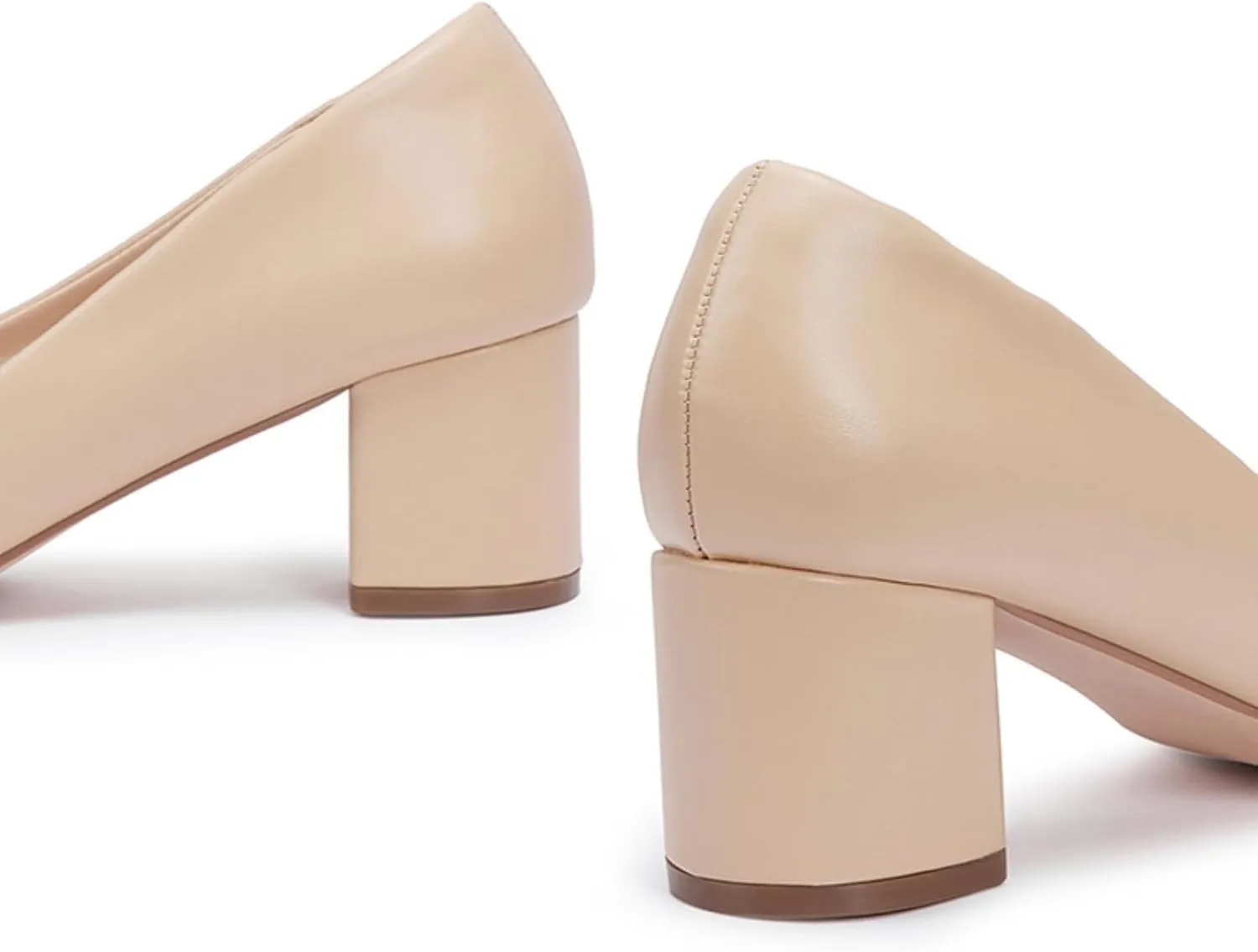 GENSHUO Women's Closed Toe Heels Low Chunky Block Dress Pumps Shoes Comfortable Slip On Pointed Toe Heel Work Wedding Office Evening Walking Party
