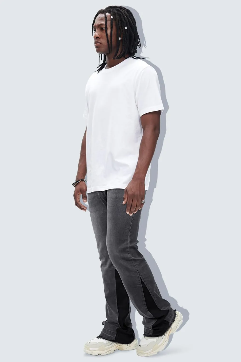 GINGTTO Men's Slim Fit Jeans Flared Stacked Denim Pants Hip Hop Streetwear