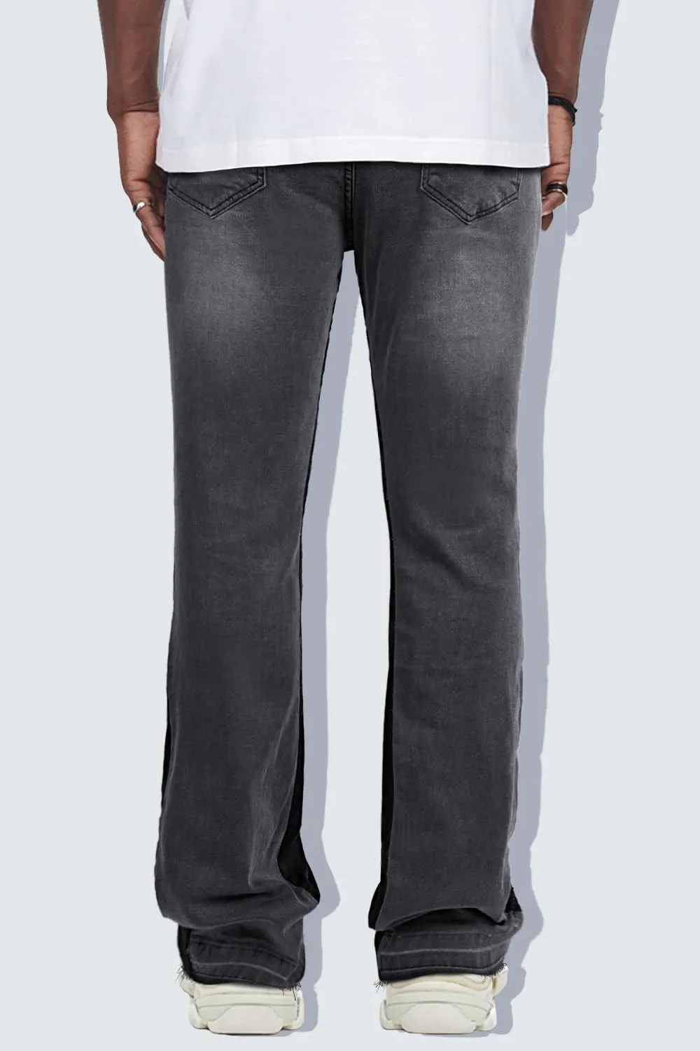 GINGTTO Men's Slim Fit Jeans Flared Stacked Denim Pants Hip Hop Streetwear