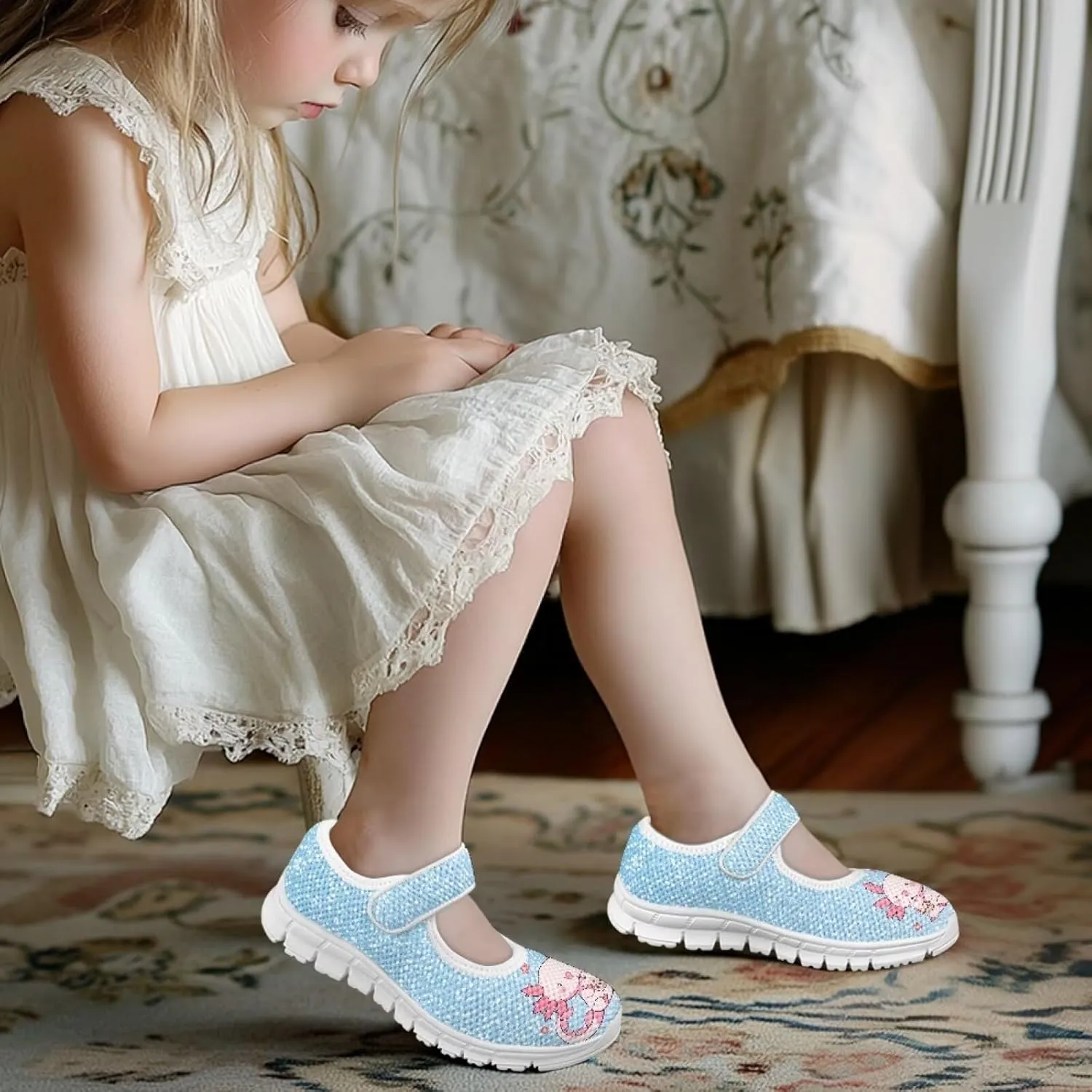 Girls Axolotl Mary Jane Dress Shoes Ballet Princess Flats Party Wedding School Shoes for Kids