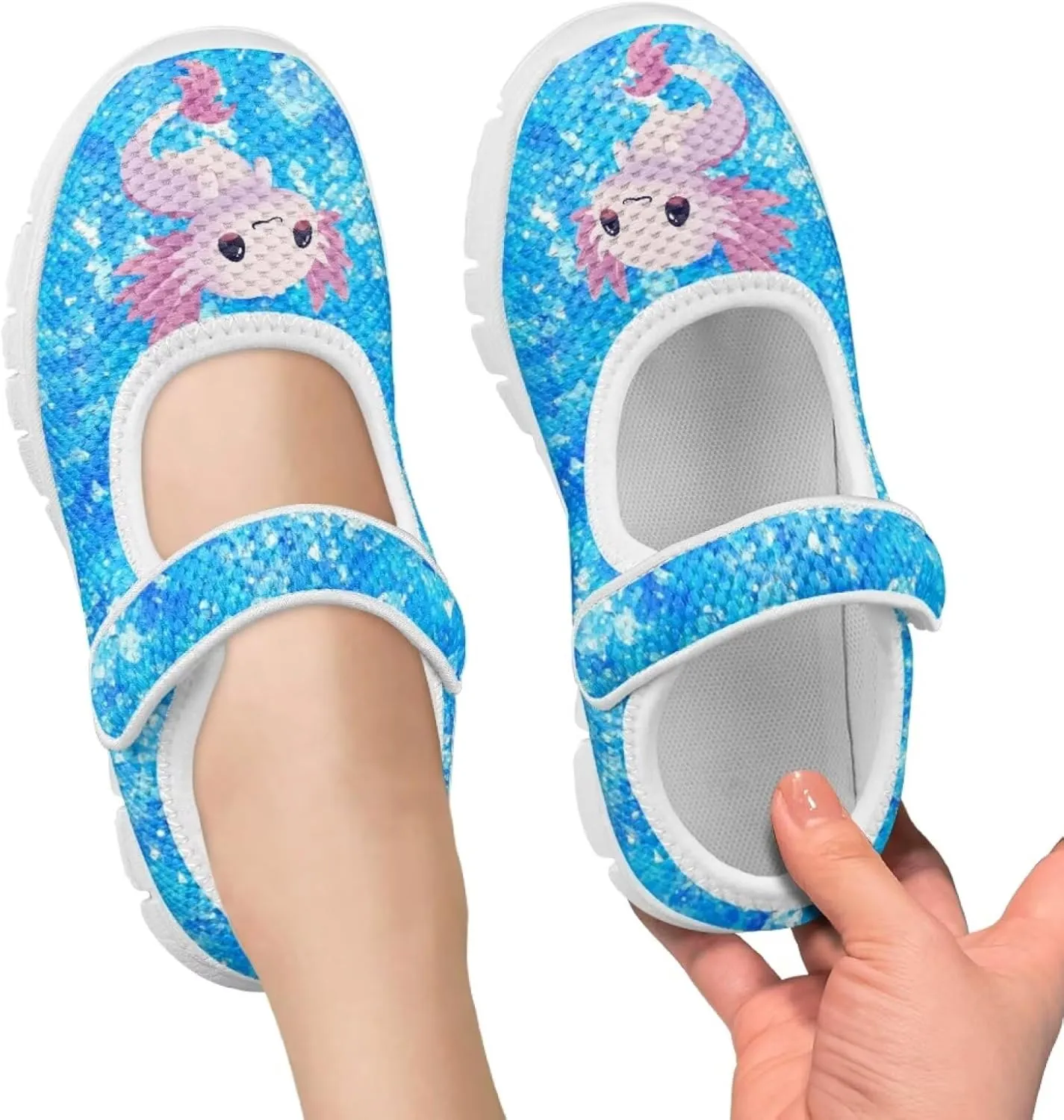Girls Axolotl Mary Jane Dress Shoes Ballet Princess Flats Party Wedding School Shoes for Kids