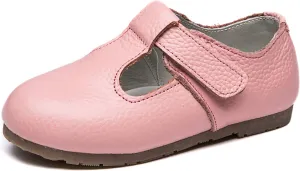 Girls Genuine Leather Mary Jane Flats T-Strap Oxfords School Uniform Dress Shoes (Toddler/Little Kid)