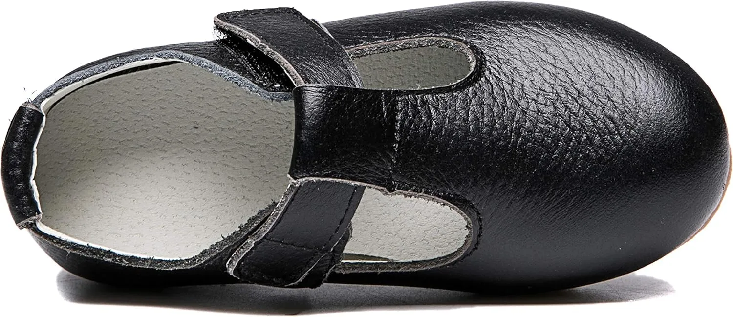 Girls Genuine Leather Mary Jane Flats T-Strap Oxfords School Uniform Dress Shoes (Toddler/Little Kid)