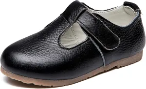 Girls Genuine Leather Mary Jane Flats T-Strap Oxfords School Uniform Dress Shoes (Toddler/Little Kid)