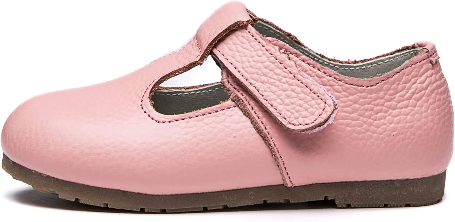 Girls Genuine Leather Mary Jane Flats T-Strap Oxfords School Uniform Dress Shoes (Toddler/Little Kid)
