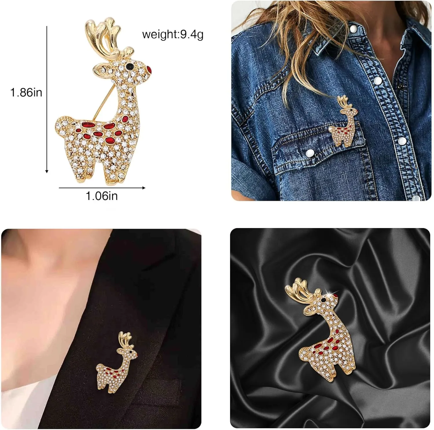 Gold Crystal Deer Owl Spider Bee Brooches for Womne Elegant Enamel Rhinestone Pearl Animal Brooch Pins Fashion Jewelry Brooch pin Accessories for Women Men Gift