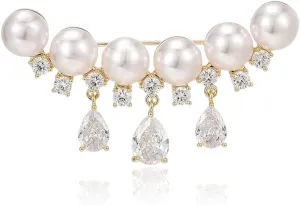 Gold Crystal Flower Wreath Brooches for Womne Elegant Rhinestone Pearl Floral Brooch Pins Fashion Jewelry Brooch pin Accessories for Women Gift