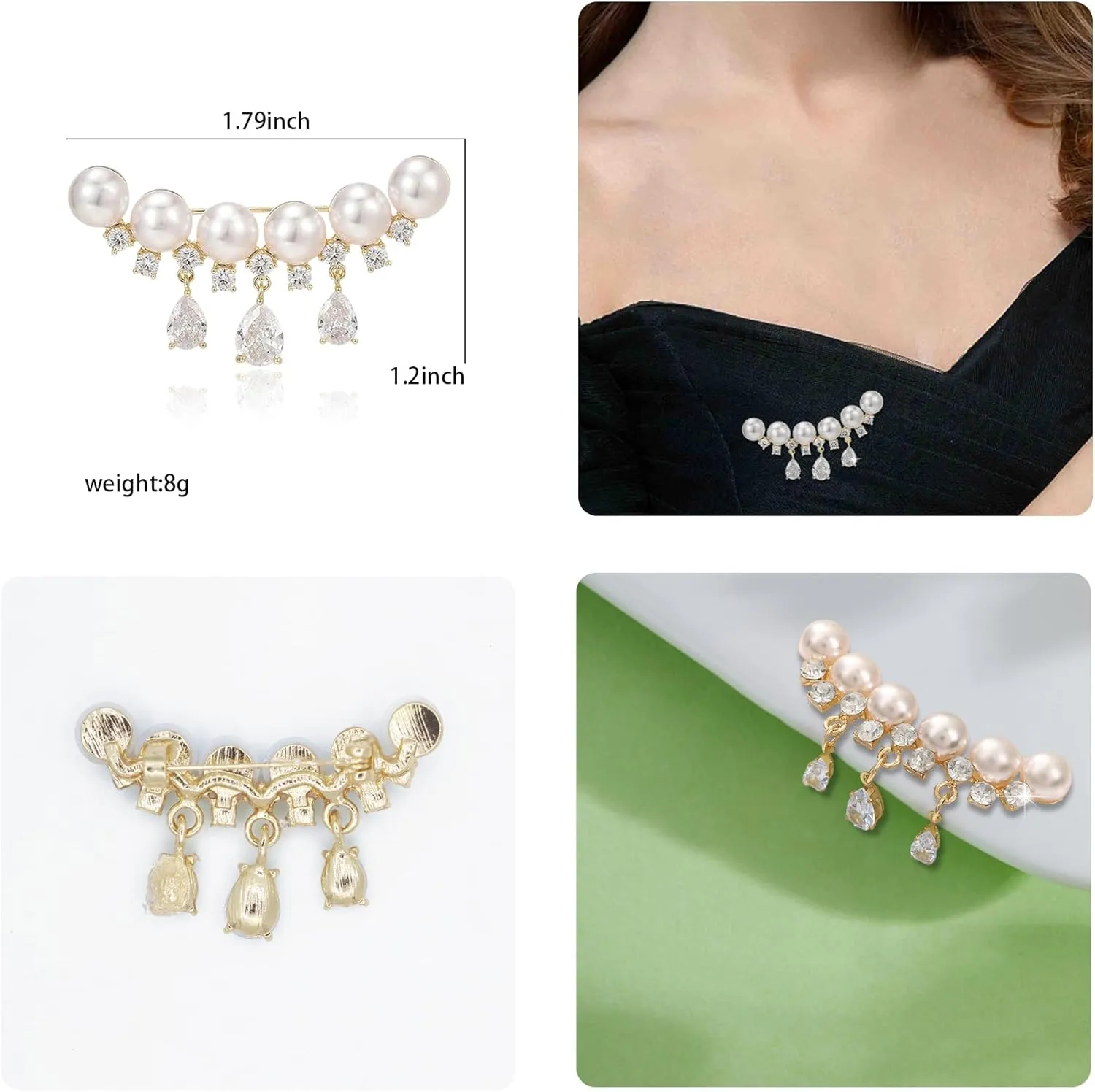 Gold Crystal Flower Wreath Brooches for Womne Elegant Rhinestone Pearl Floral Brooch Pins Fashion Jewelry Brooch pin Accessories for Women Gift