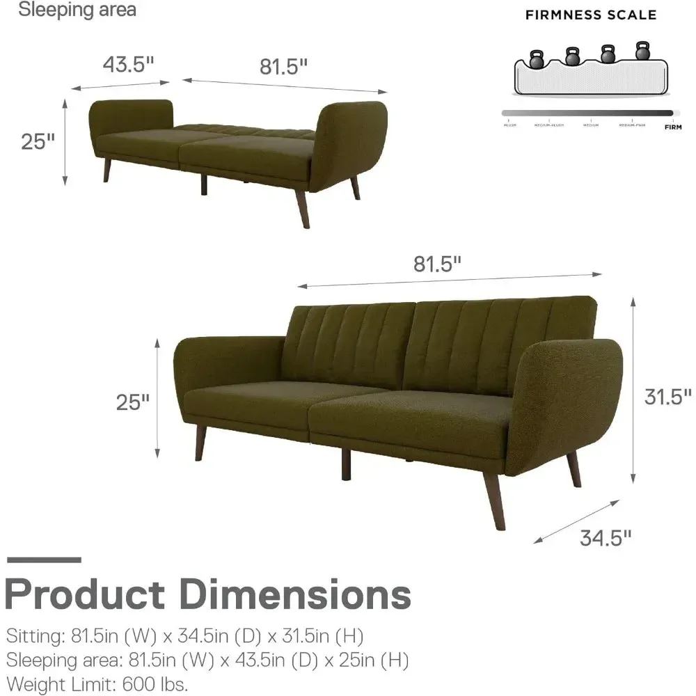 Green Ribbed Sleeper Sofa