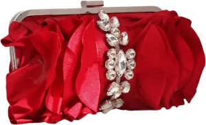 Guojiang Women Clutch Purse Evening Bag Rhinestones Chain Delicate Flower Clutch Handbag Elegant Party Prom Wedding Purse Chain Crossbody Shoulder Bag