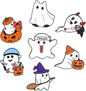 Halloween Scary Pumpkin Skull Ghost Enamel Pins 5Pcs/Set, Gothic Punk Demon Reaper Scythe Ghost Metal Pins Brooches Badges Holiday Gifts for Women Men