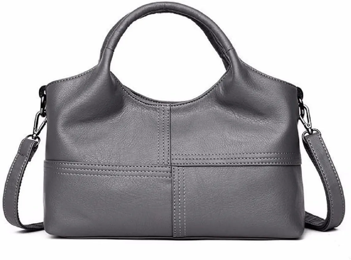 Handbag for Women PU Leather Top-Handle Satchel Ladies Shoulder Bag Stitching Tote Purse Crossbody Bag(Wine)